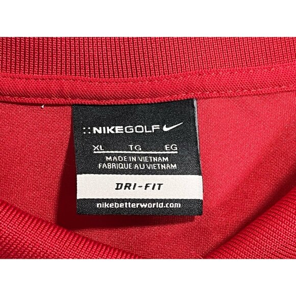 Nike Golf DriFIT Polo XL Red Moisture Wicking Performance Shirt Bach Embroidered - Picture 10 of 16